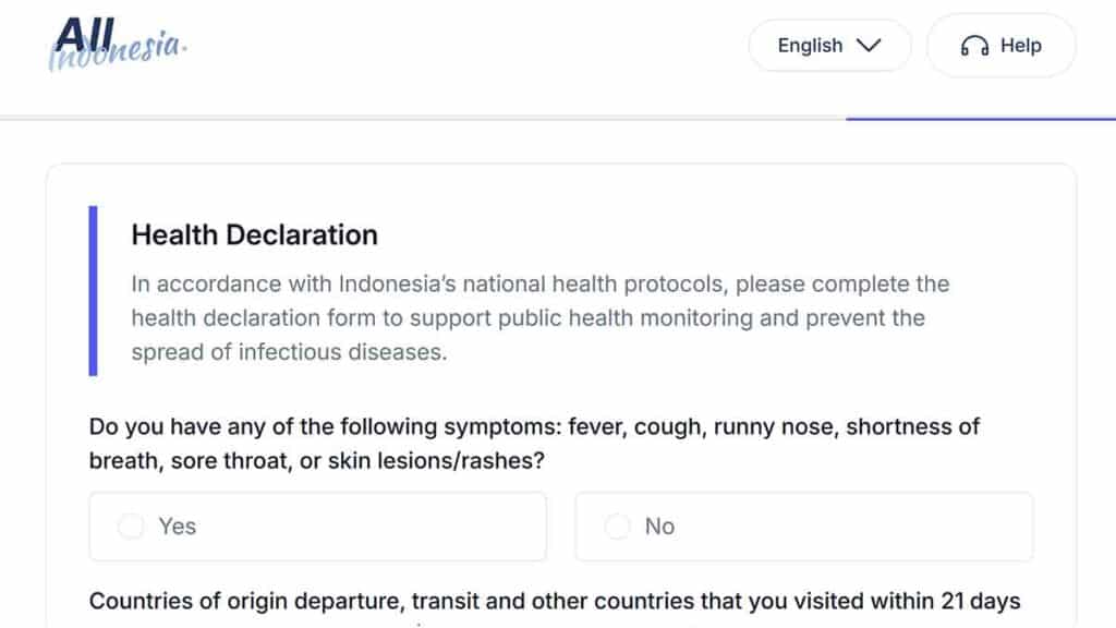 all indonesia gezondheidsverklaring