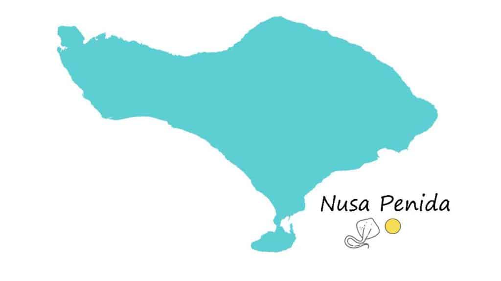 nusa penida op de kaart van bali