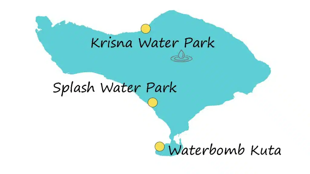 locatie waterparken op bali op de kaart