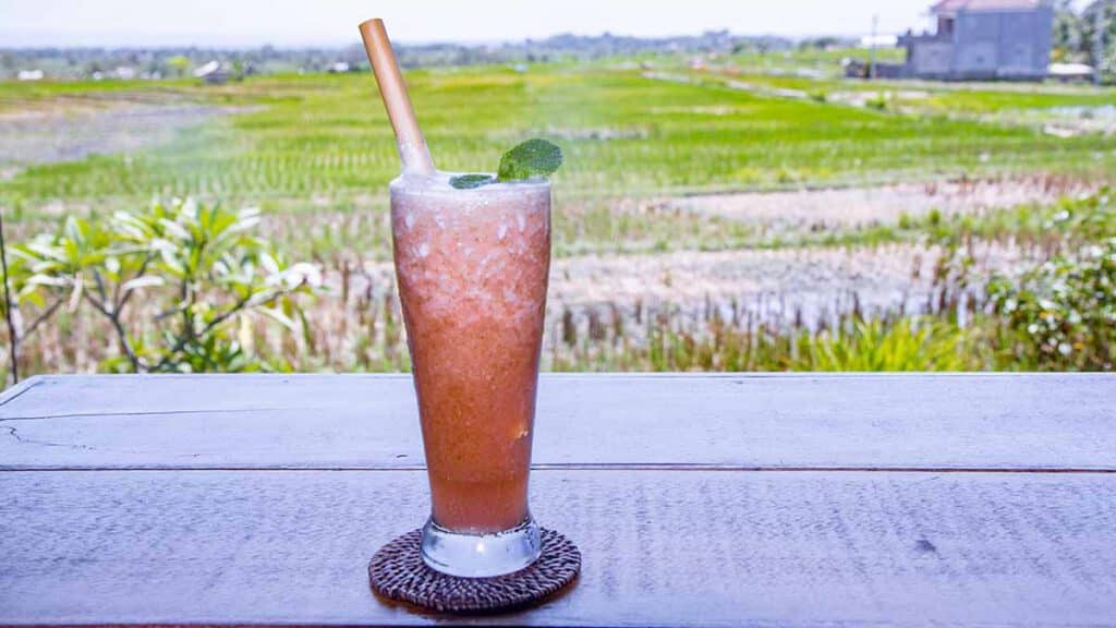 drankje in de rijstvelden van canggu