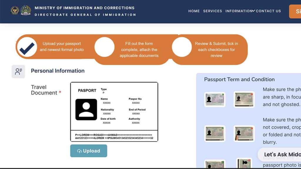 visum voor bali upload paspoort